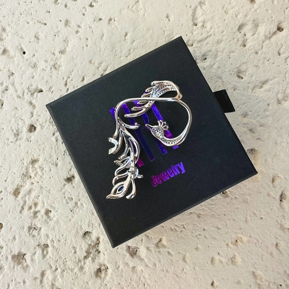 Single Statement Peacock Ear Jacket - Sterling Silver 925 NEW!!! - Picture 3 of 4